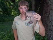 Juvenile armadillo caught by hand